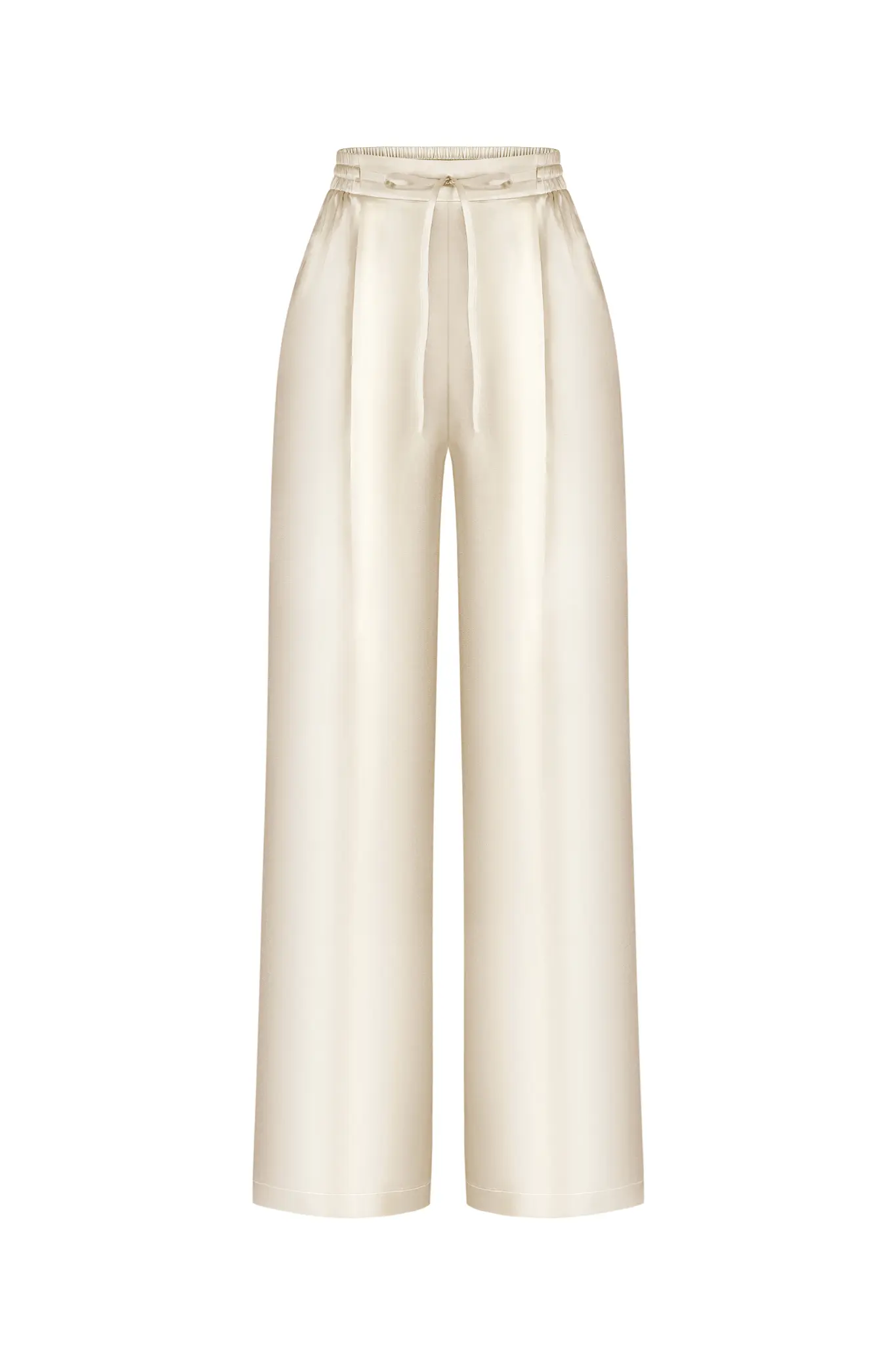 Pantalones anchos de seda Ivoire
