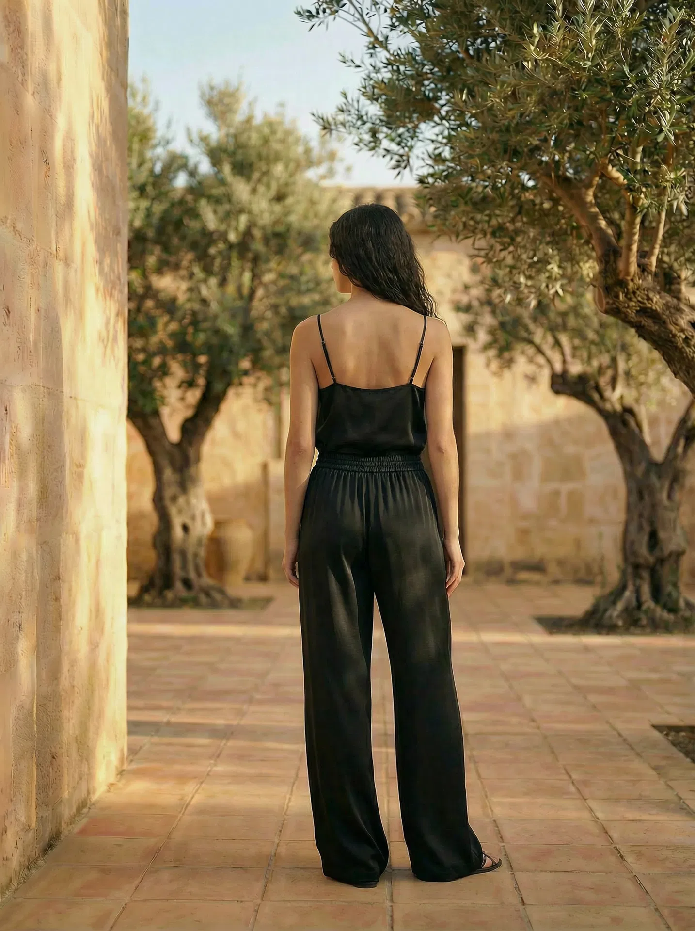 Pantalones de seda Noir